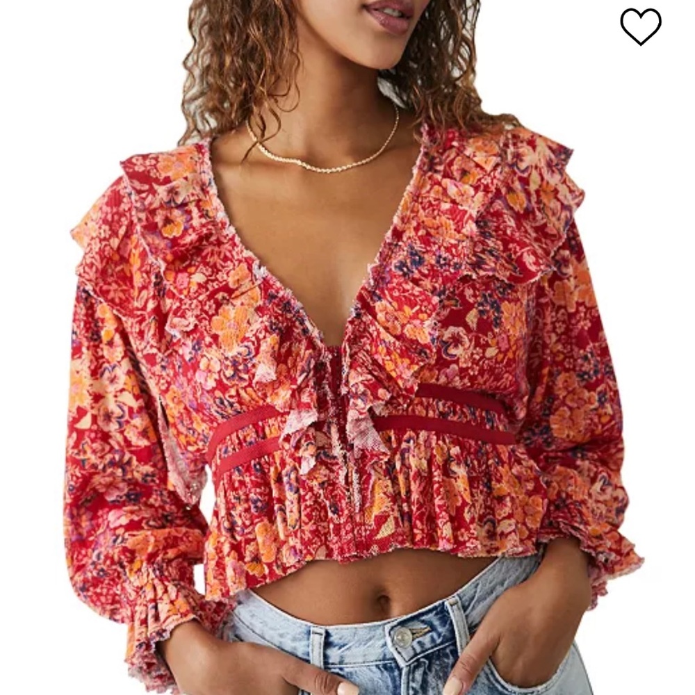 🔥NWT 🔥FREE 🔥PEOPLE🔥
Women's Cotton Rudi Floral-Print Ruffle Top